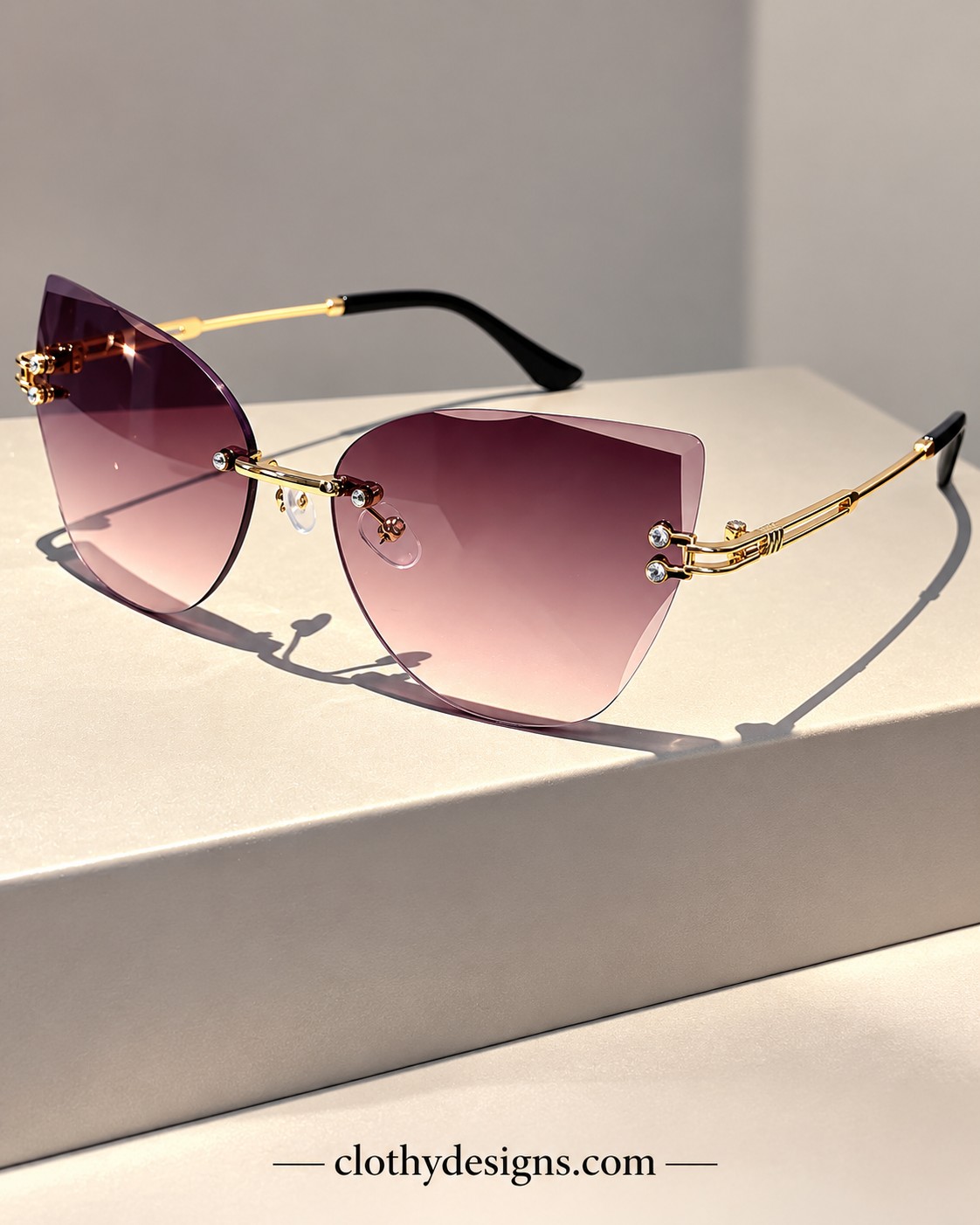 Women’s Rimless Cat Eye Sunglasses – Gradient Lens UV400 Protection Fashion Party Shades